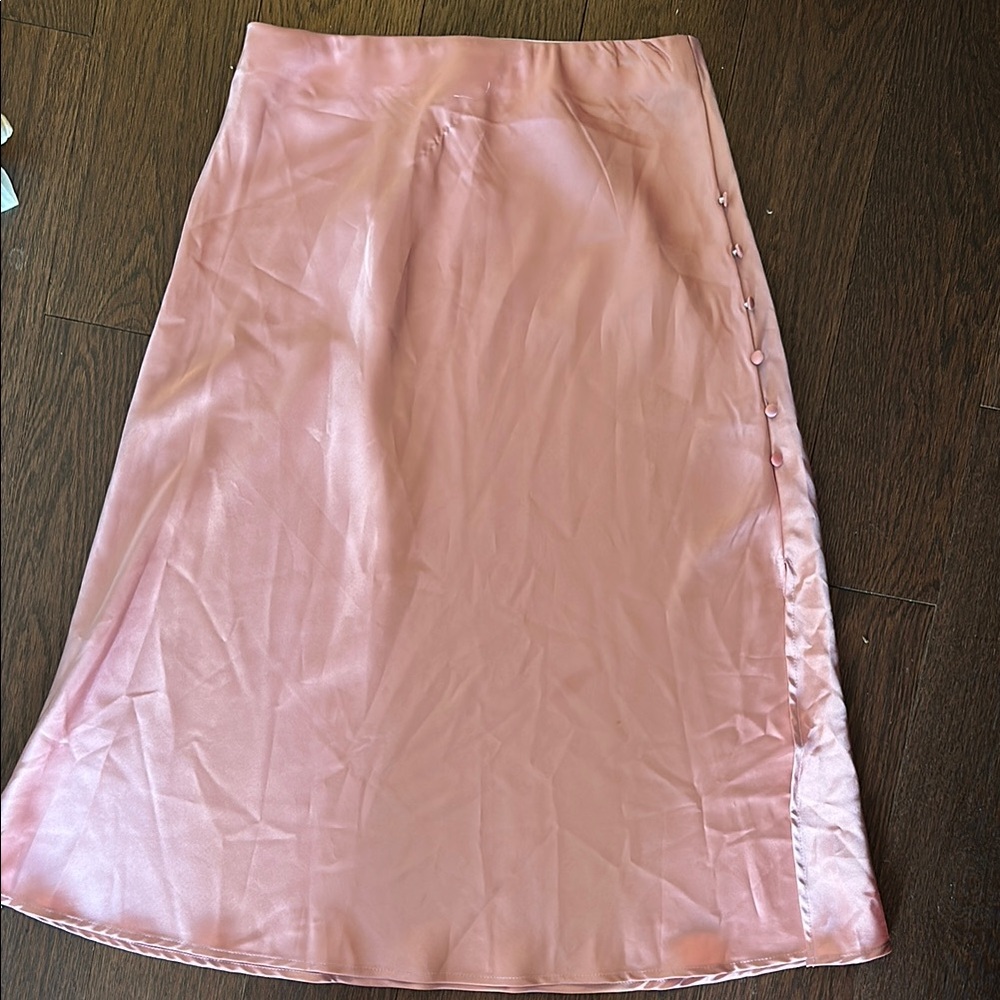 Elegant Pink Satin Skirt